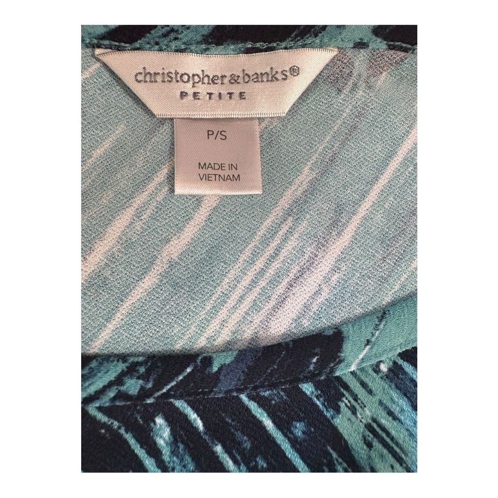 Christopher & Banks Blue and Black Abstract Women's Top - Picture 6 of 6